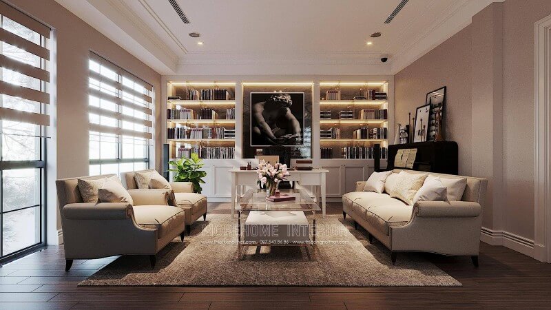 Bộ sofa tân cổ điển đẹp cao câp cho phòng làm việc tại nhà ở biệt thự ciputra hà nội Sofa tân cổ điển cao cấp