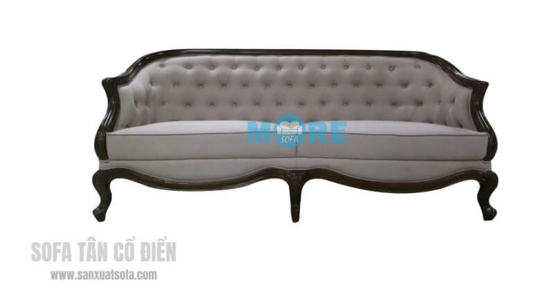 Sofa văng tân cổ điển MS-008 gỗ tự nhiên Óc chó, bọc nỉ nhập khẩu cao cấp cho chung cư, biệt thự đơn giản Sofa tân cổ điển cao cấp