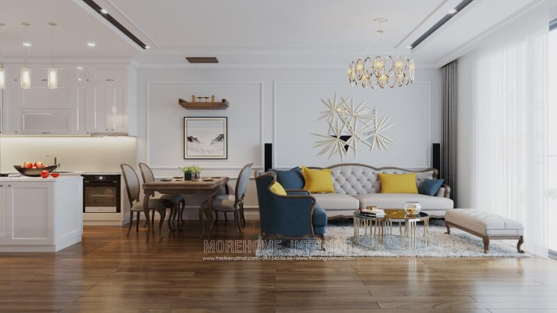 Sofa Tân cổ điển kết hợp hài hòa với các nội thất trong phòng tạo nên sự sang trọng, tiện nghi nhất cho gia chủ Sofa tân cổ điển cao cấp