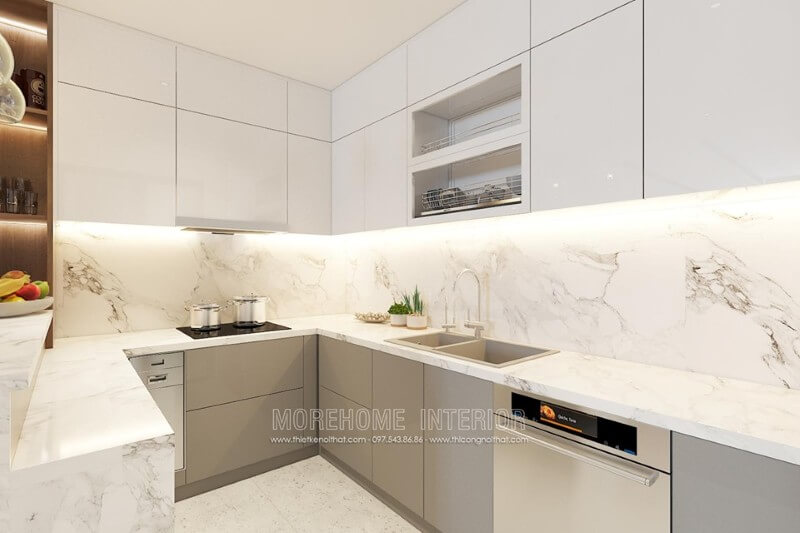 Căn bếp hiện đại với đồ nội thất tiện nghi, đáp ứng hoàn hảo mong muốn của người nội trợ Thiết kế nhà bếp đẹp