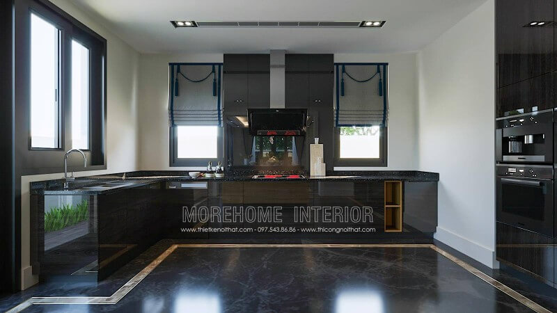 Mẫu tủ bếp hiện đại nhỏ đẹp cho không gian phòng bếp biệt thự Tủ bếp acrylic